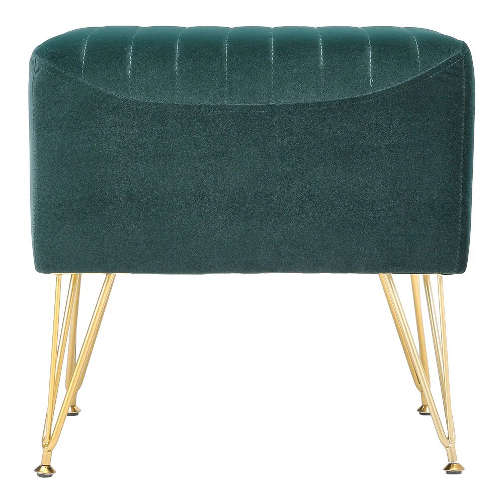 Livingandhome Green Velvet Channel Pattern Stool - Image 4
