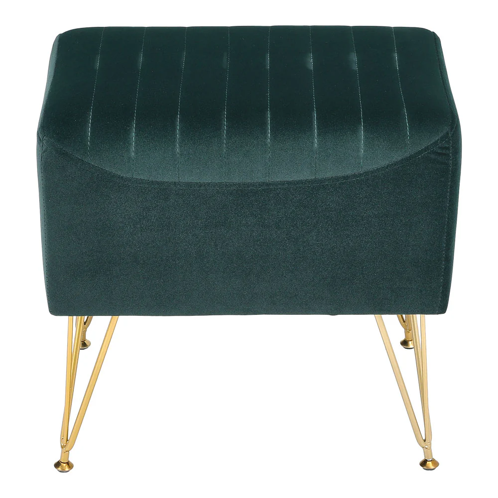 Livingandhome Green Velvet Channel Pattern Stool - Image 5