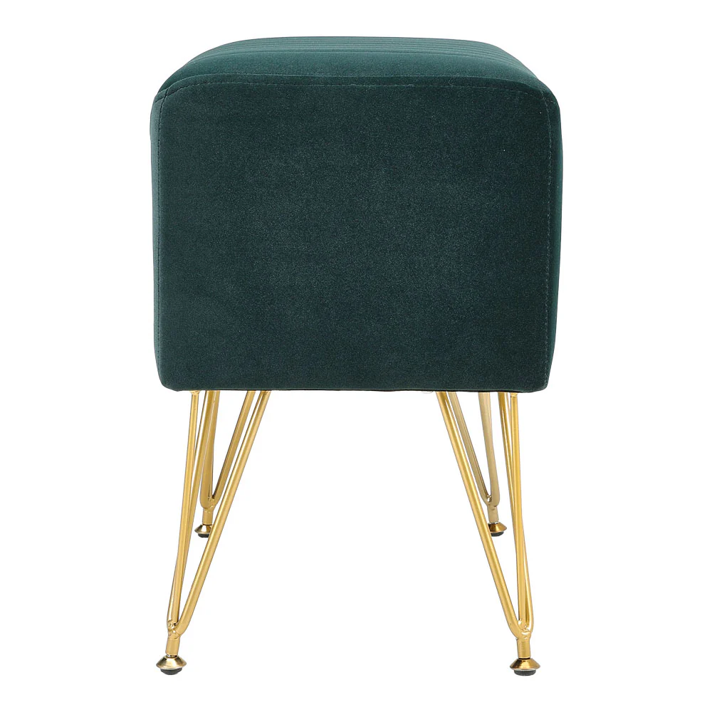 Livingandhome Green Velvet Channel Pattern Stool - Image 6