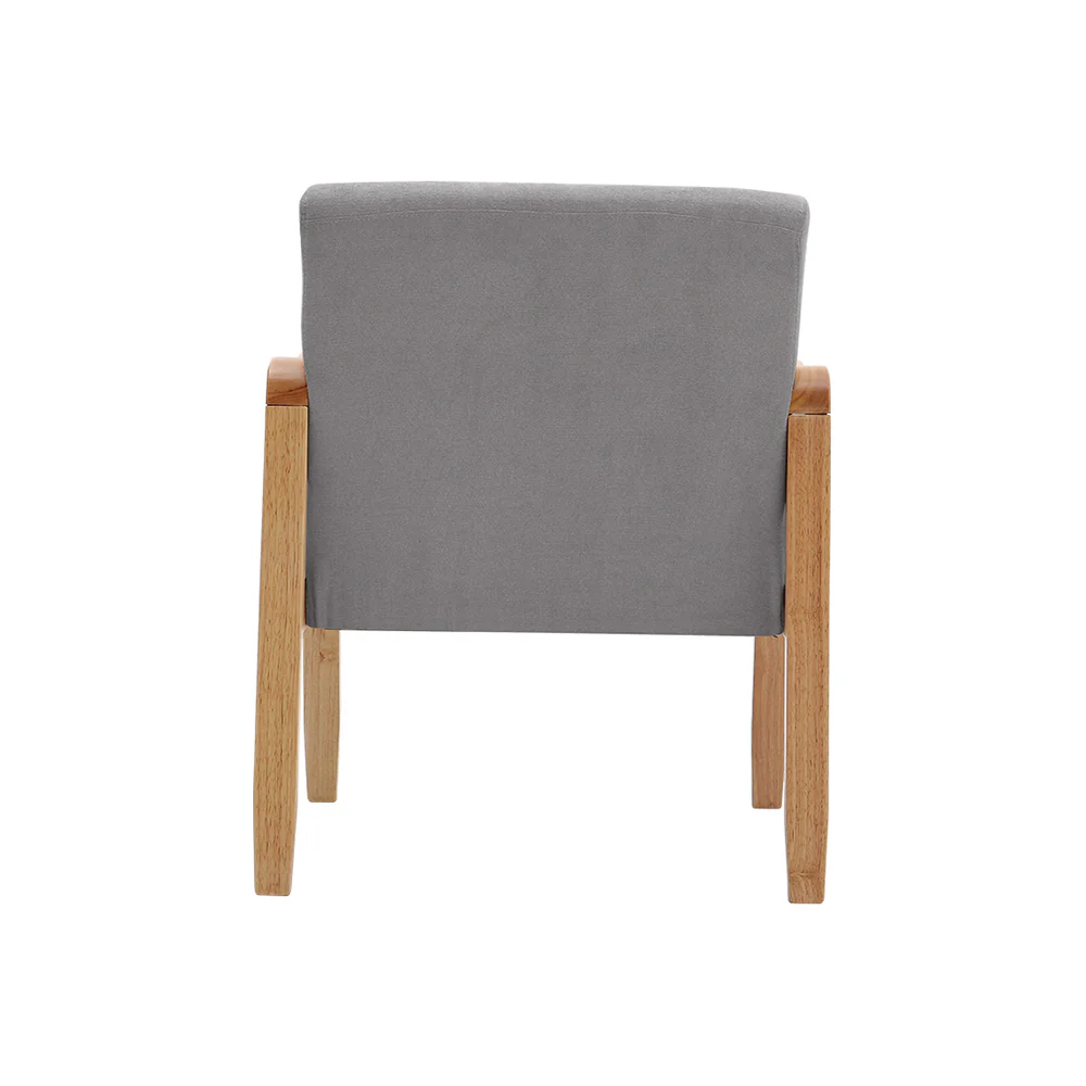 Livingandhome Grey Fabric Armchair with Rubberwood Legs - Image 5