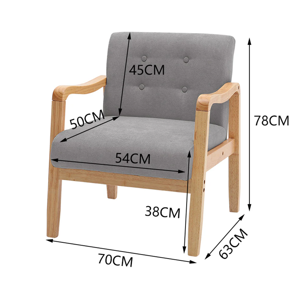 Livingandhome Grey Fabric Armchair with Rubberwood Legs - Image 6