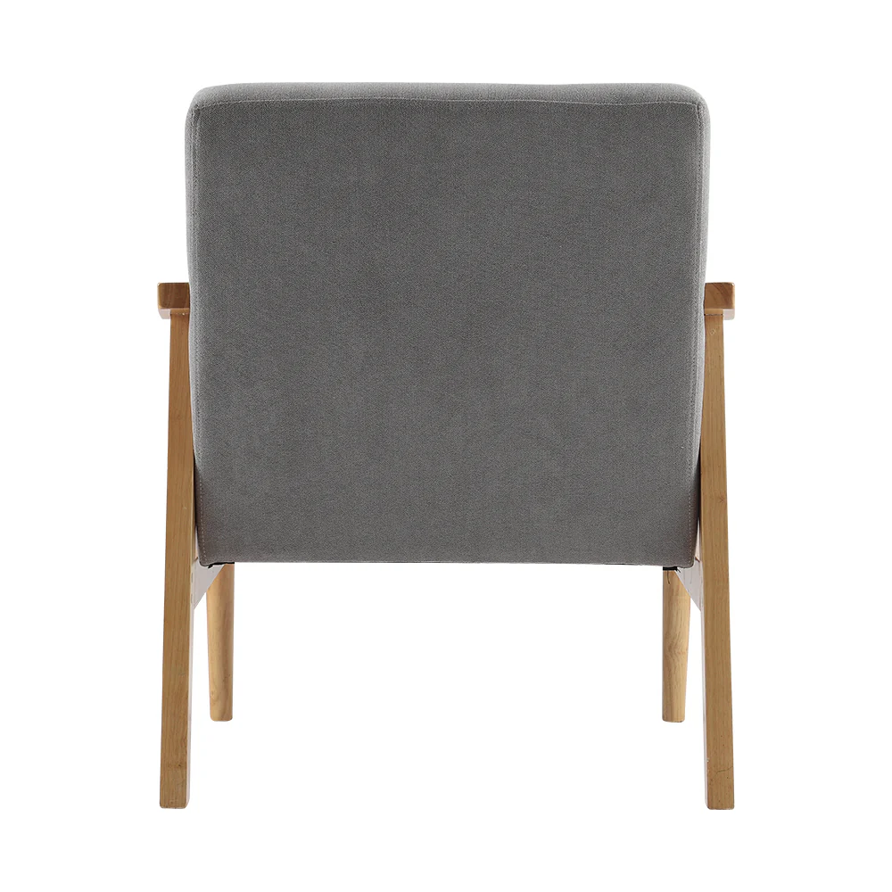 Livingandhome Grey Fabric Armchair with Wooden Frame - Image 5