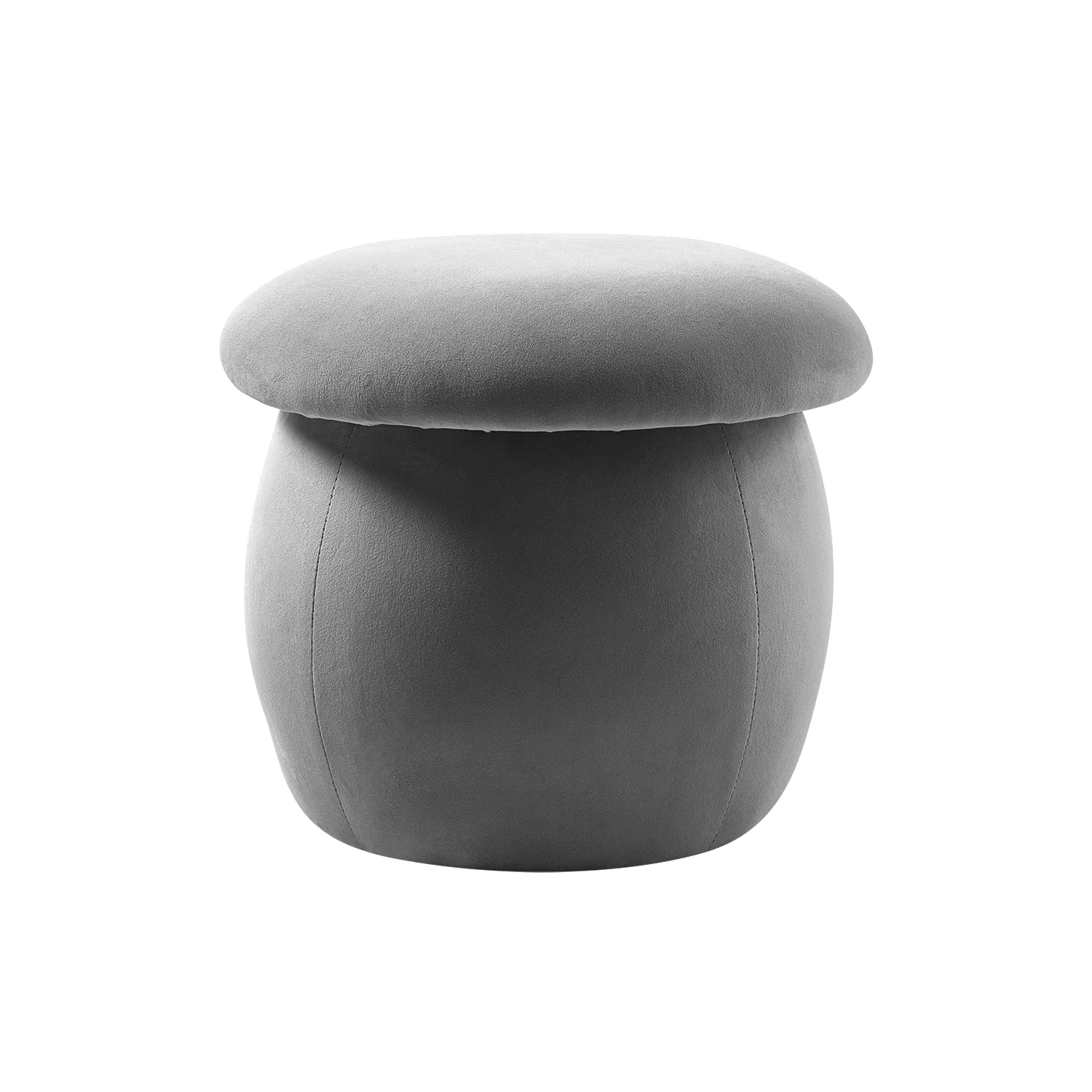 Livingandhome Grey Velvet Mushroom-Shaped Footstool - Image 4