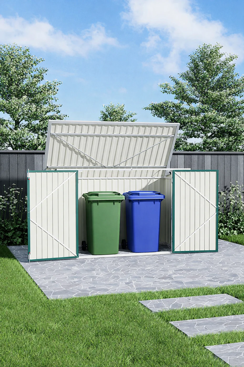 Livingandhome Heavy Duty Steel Bicycle/Bin Storage Shed - Image 3