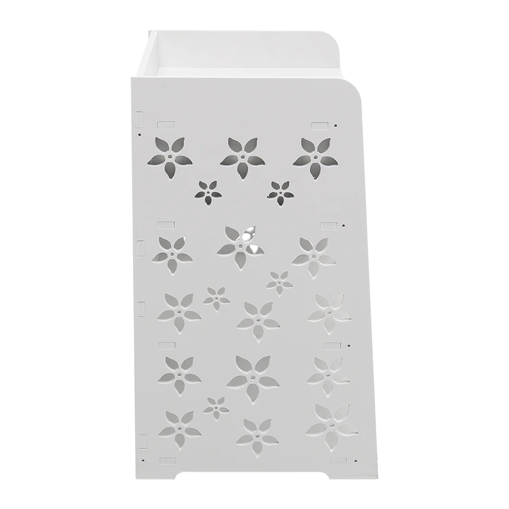 Livingandhome Hollow Carved Flower Pattern Side Table Nightstand with Drawer for Bedroom - Image 5