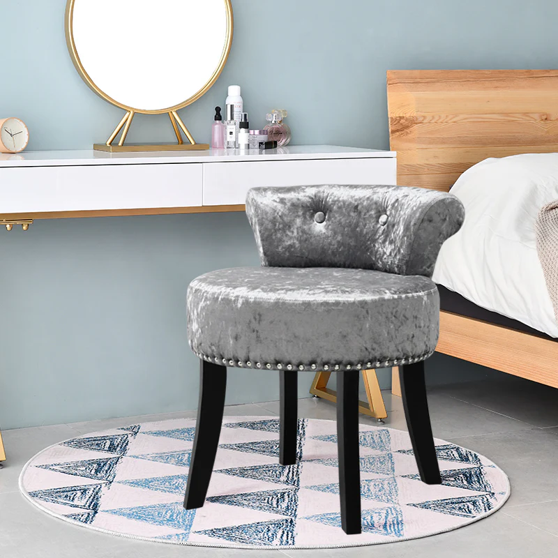 Livingandhome Ice Velvet Upholstered Dressing Stool - Image 2