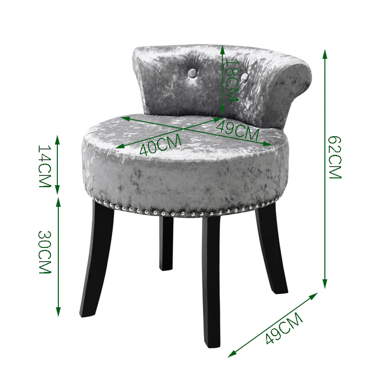 Livingandhome Ice Velvet Upholstered Dressing Stool - Image 3