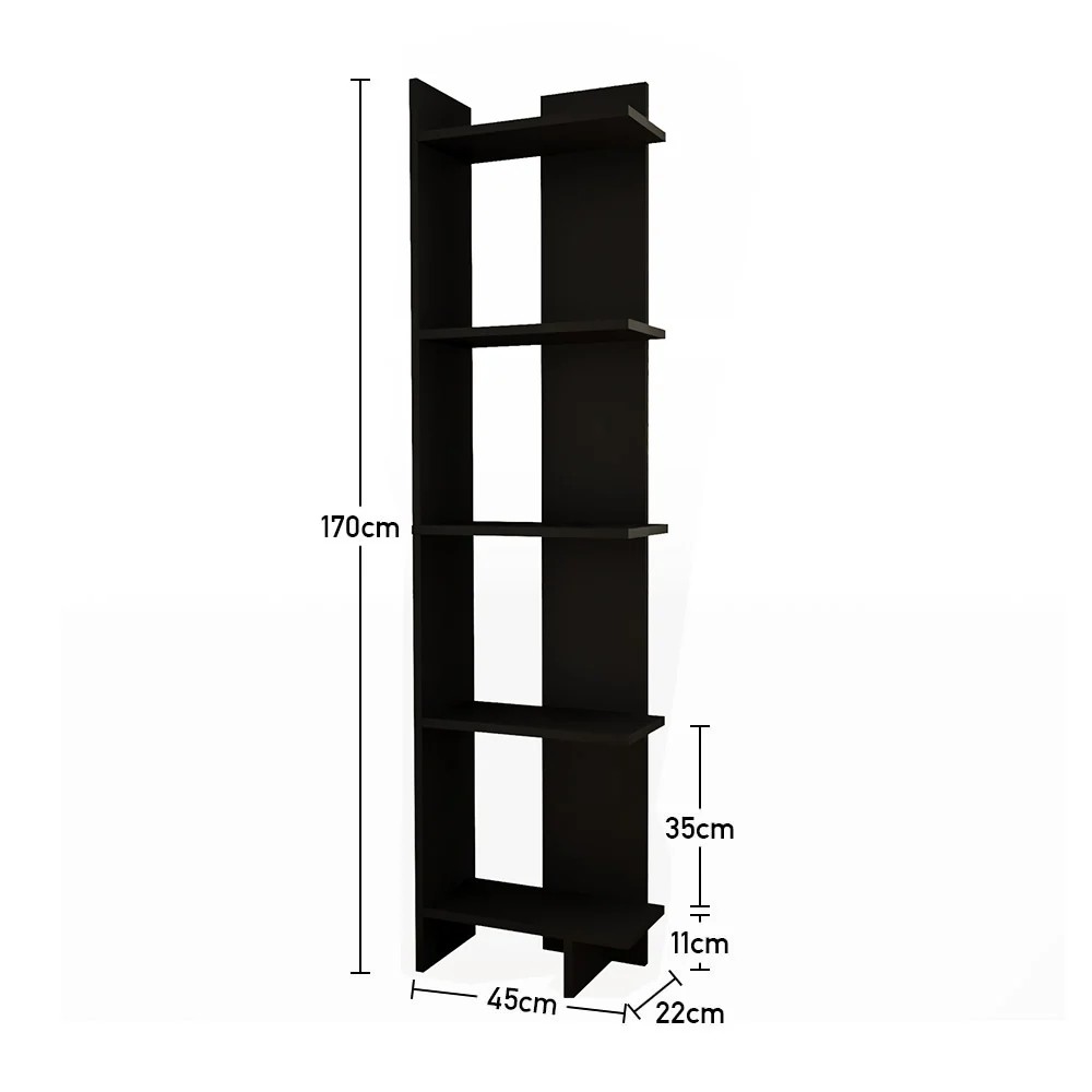 Livingandhome Industrial 5-Tier Corner Bookshelf Shelf Unit - Image 6