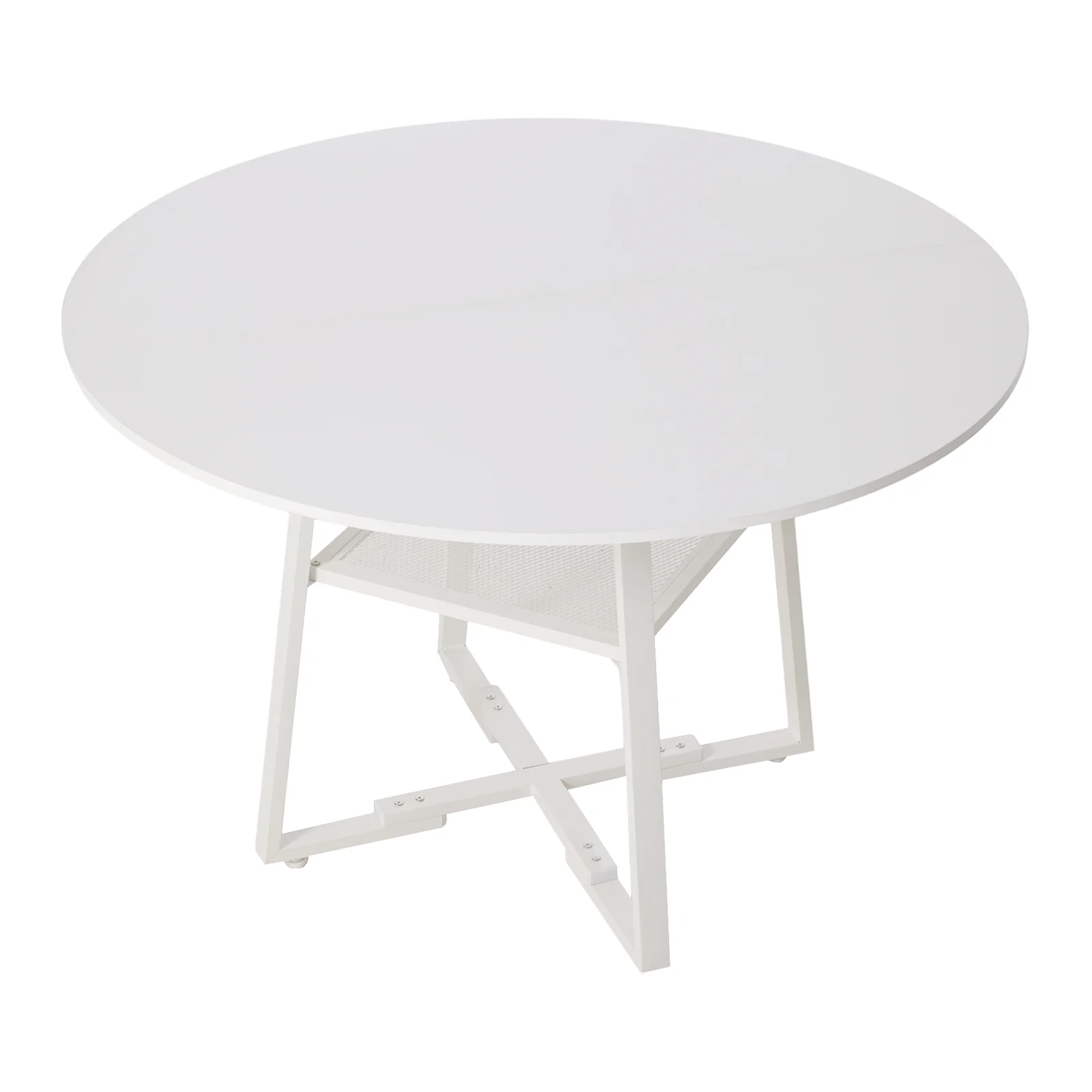Livingandhome Industrial Round Dining Table White Top - Image 5