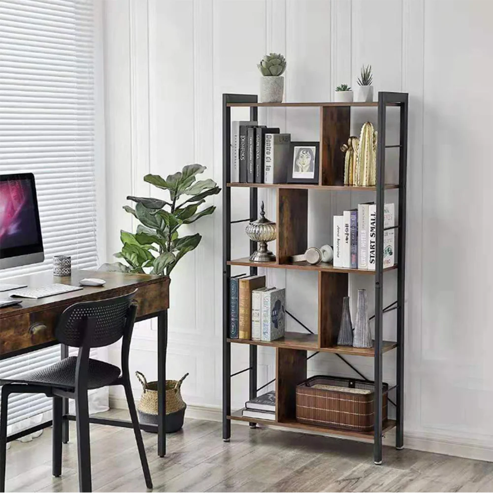Livingandhome Industrial Style 5 Tier Bookcase Metal Frame - Image 2