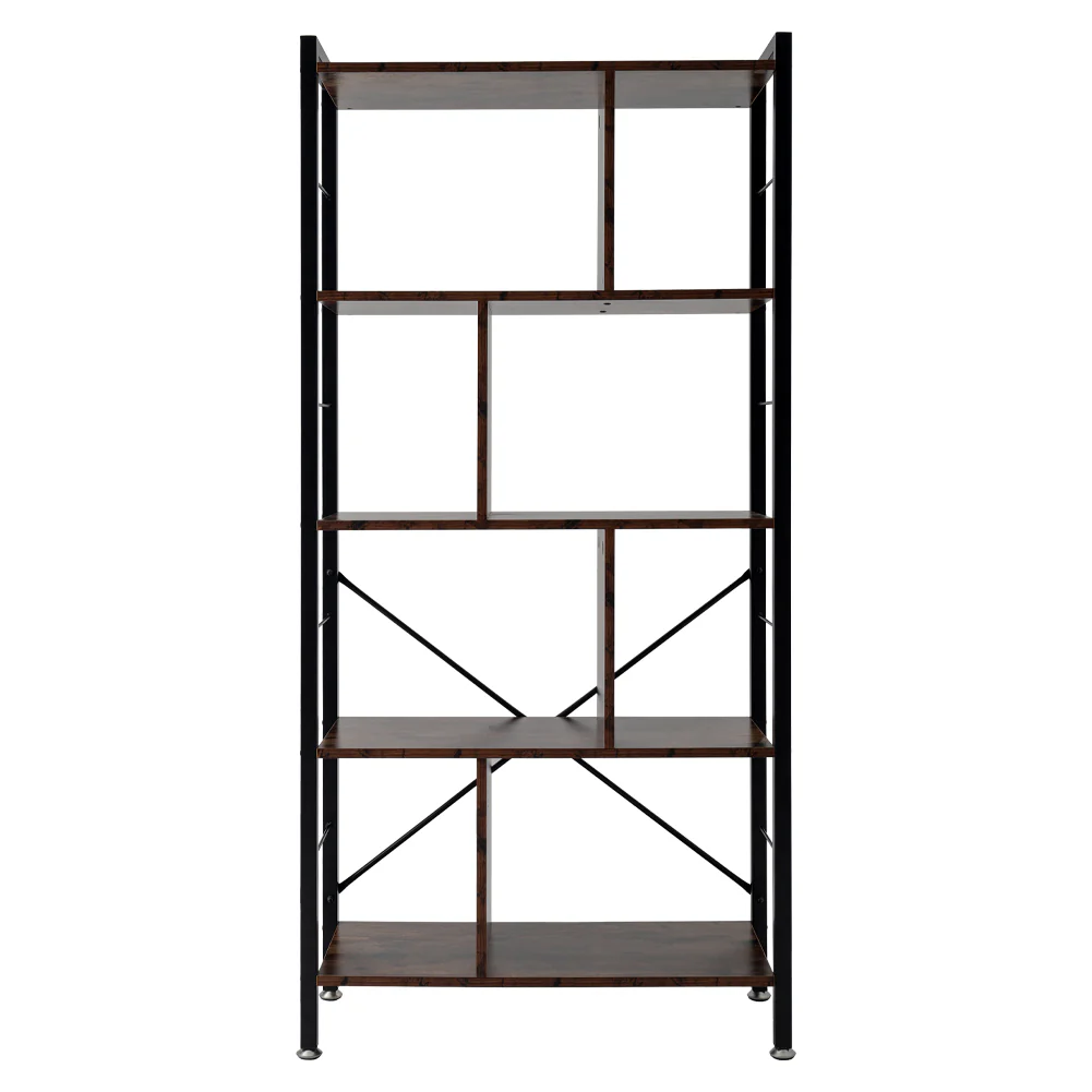 Livingandhome Industrial Style 5 Tier Bookcase Metal Frame - Image 3