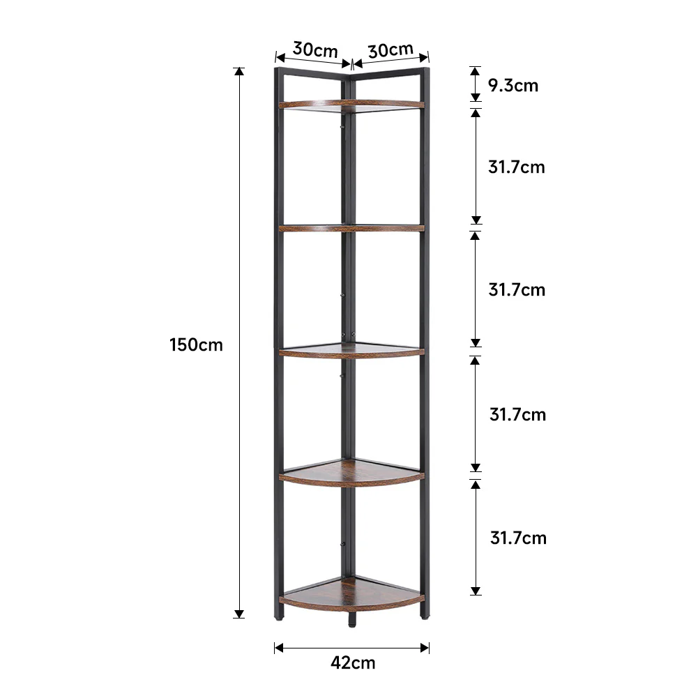 Livingandhome Industrial Style 5-Tier Corner Storage Rack - Image 3