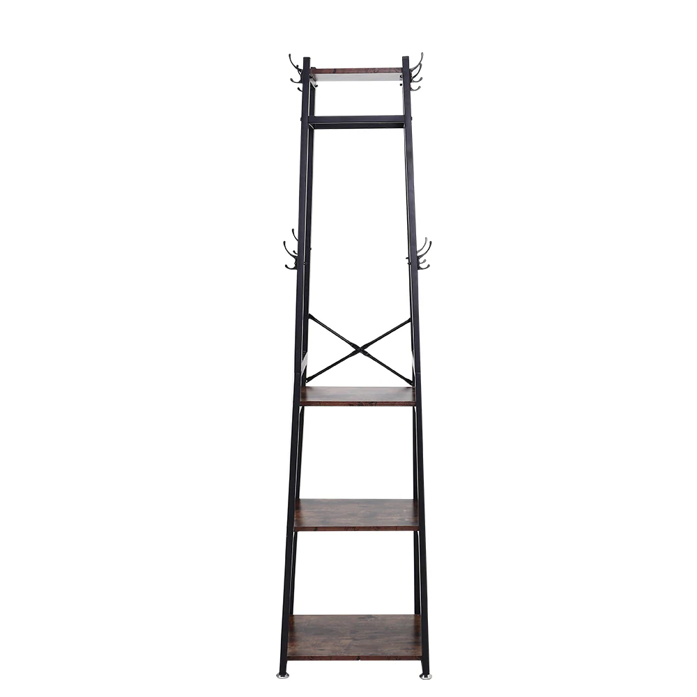 Livingandhome Industrial Style Clothing Rack With 4 Tiers Of Shelves - Image 3