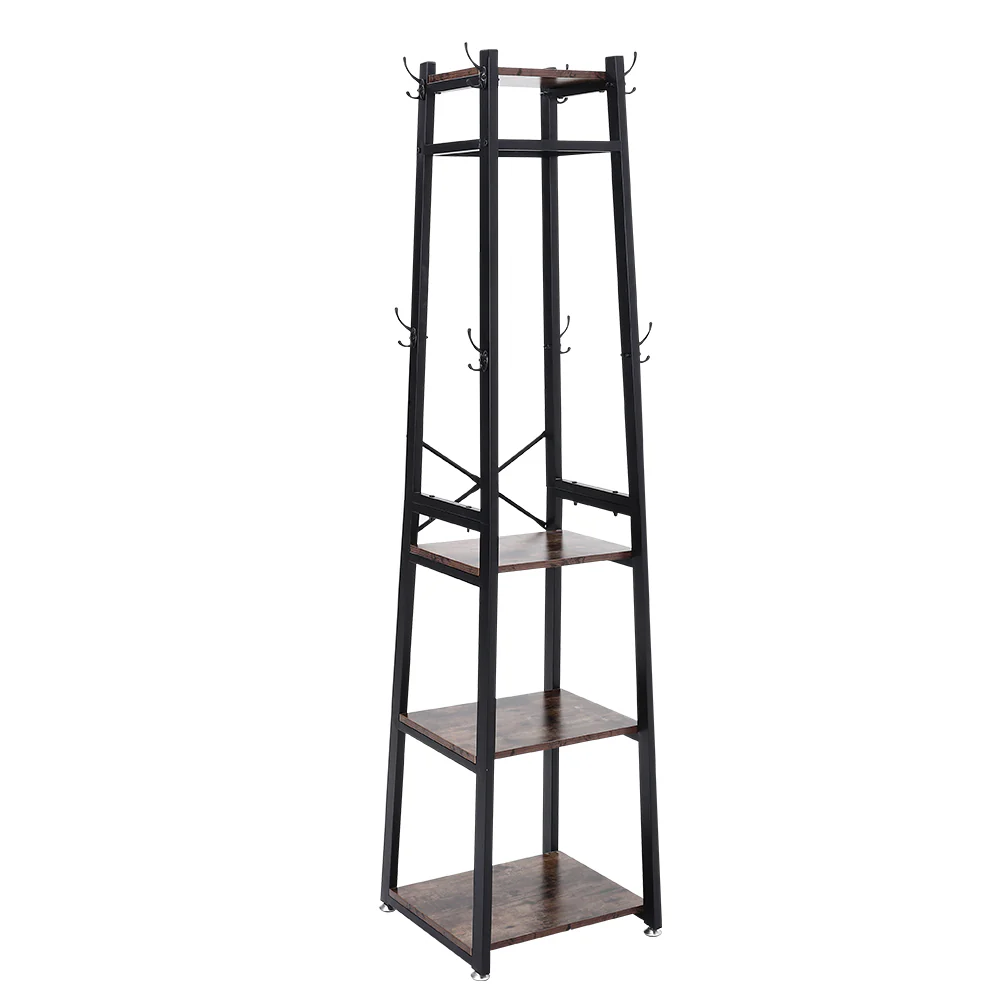 Livingandhome Industrial Style Clothing Rack With 4 Tiers Of Shelves - Image 4