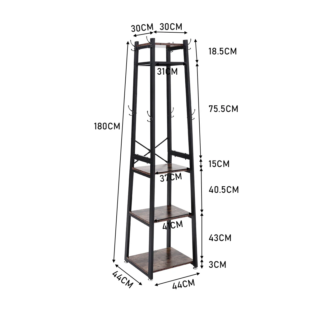 Livingandhome Industrial Style Clothing Rack With 4 Tiers Of Shelves - Image 5