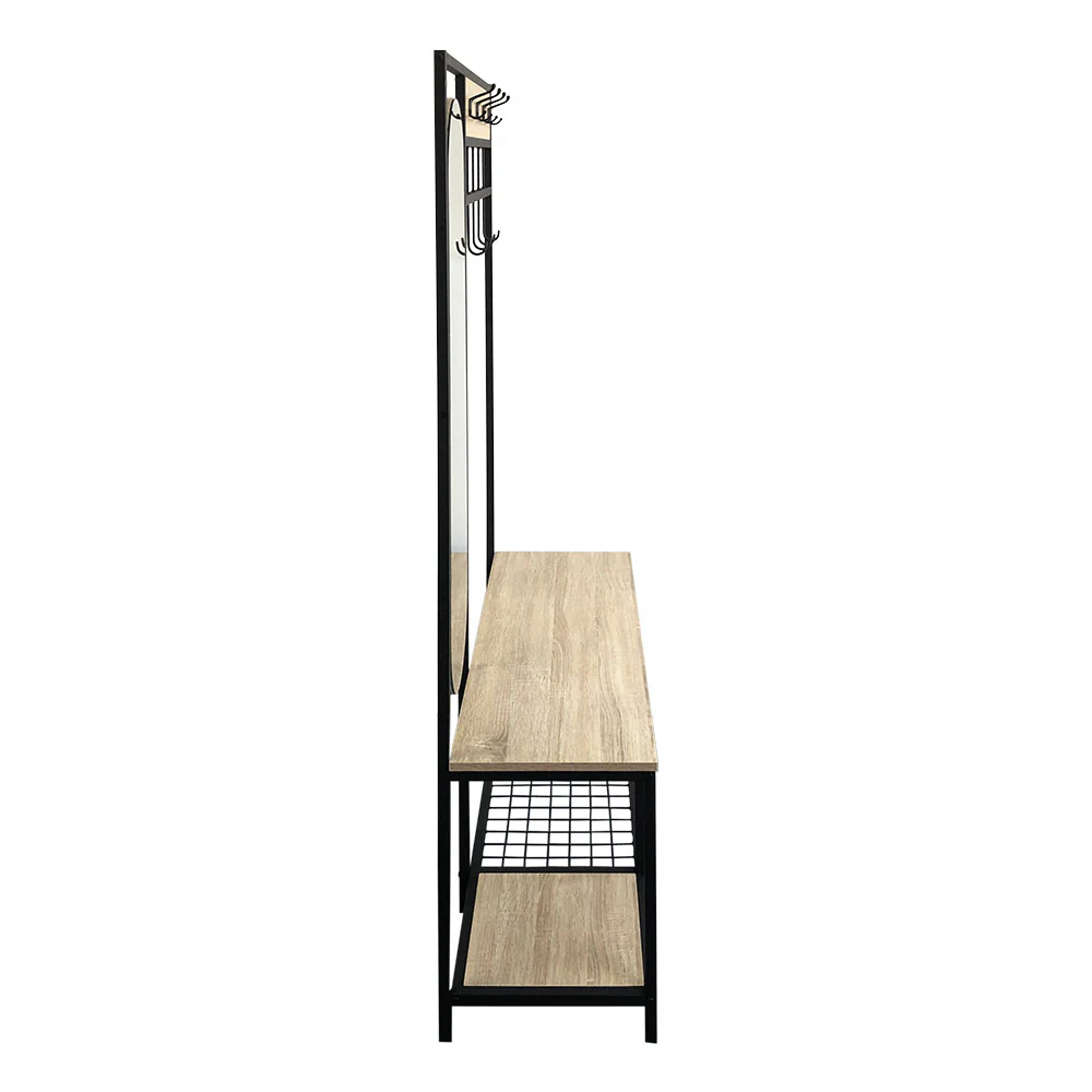 Livingandhome Industrial Style Coat Rack with Bench - Image 5