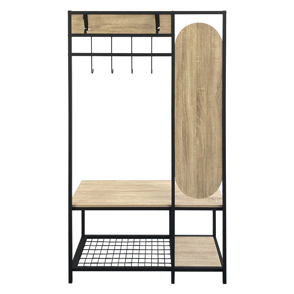 Livingandhome Industrial Style Coat Rack with Bench - Image 6