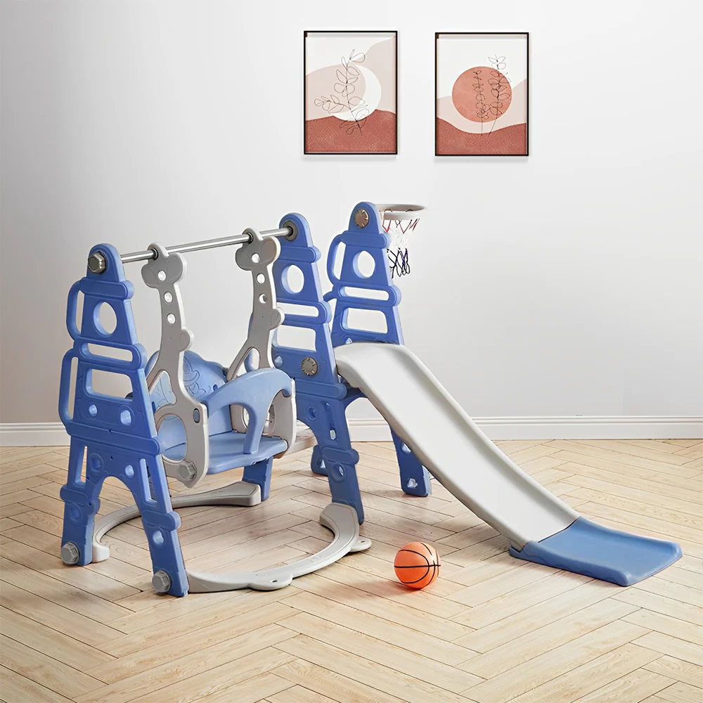 Livingandhome Kids Toddler Swing and Slide Set with Basketball Hoop - Image 3