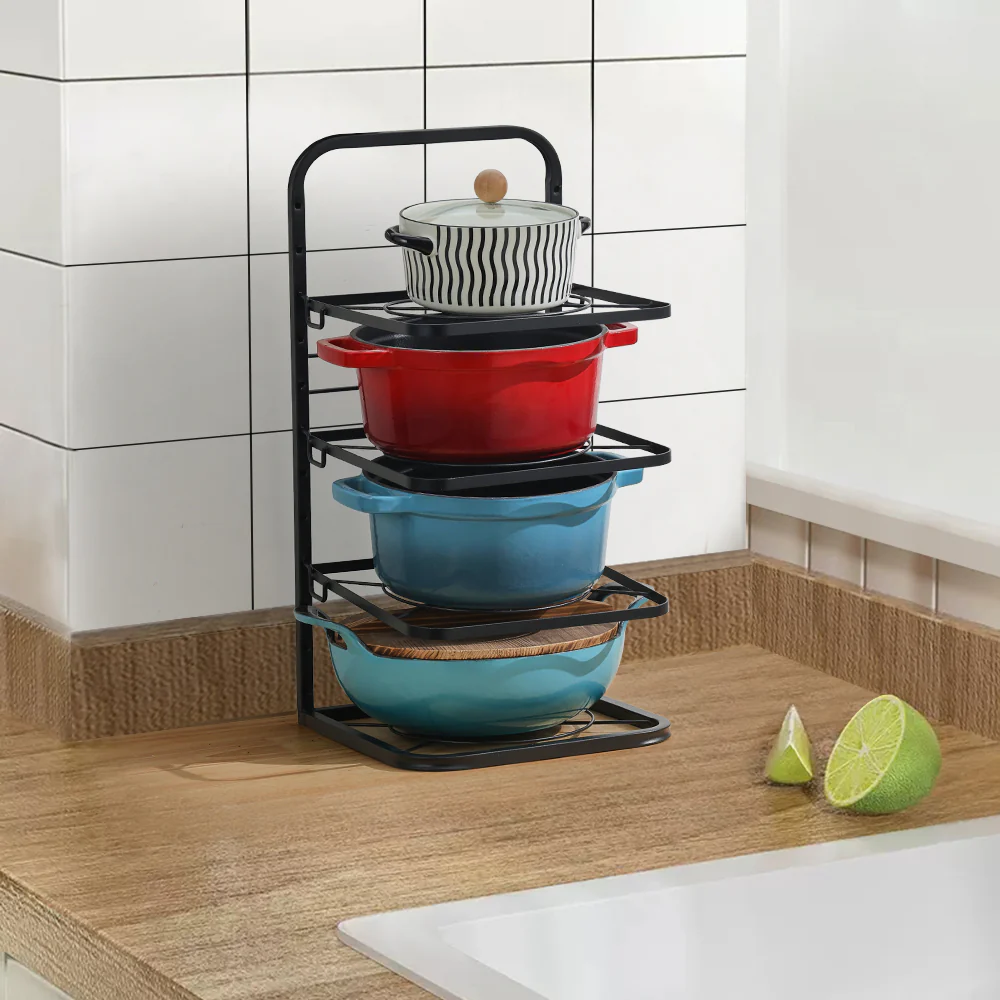Livingandhome Kitchen Pot Pan Organizer Rack Adjustable Cookware Holder Stand