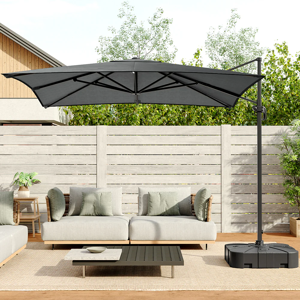 Livingandhome Large Square Canopy Rotating Outdoor Cantilever Parasol - Image 11