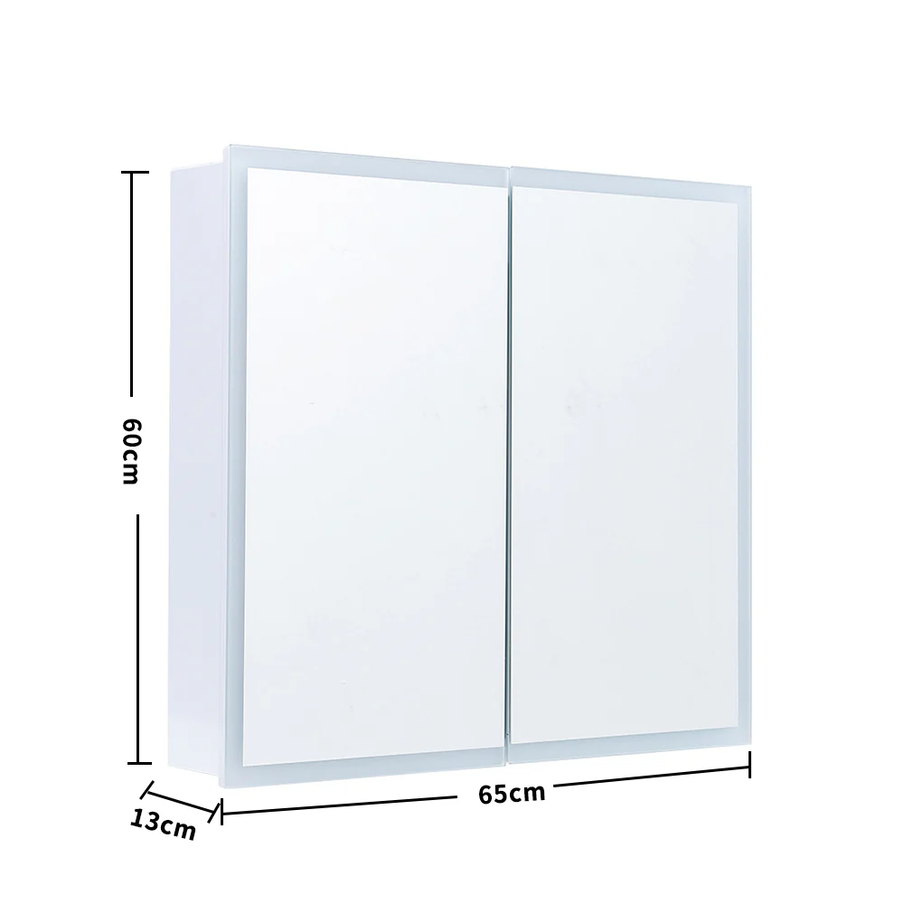 Livingandhome LED Illuminated Double Door Frameless Mirror Cabinet - Image 7