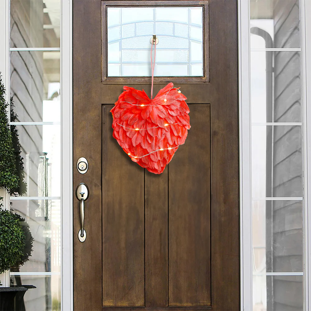 Livingandhome LED Light Red Feather Creative Hanging Ornament - Image 2