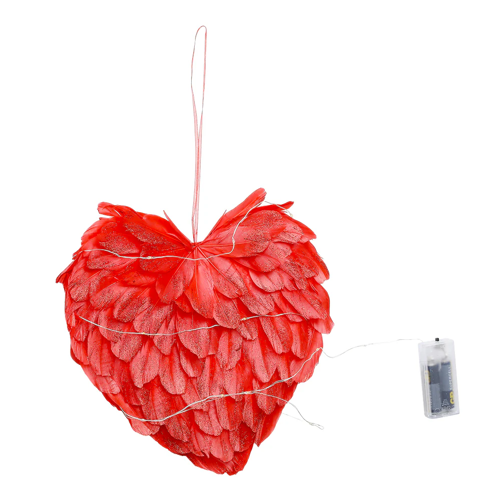 Livingandhome LED Light Red Feather Creative Hanging Ornament - Image 3