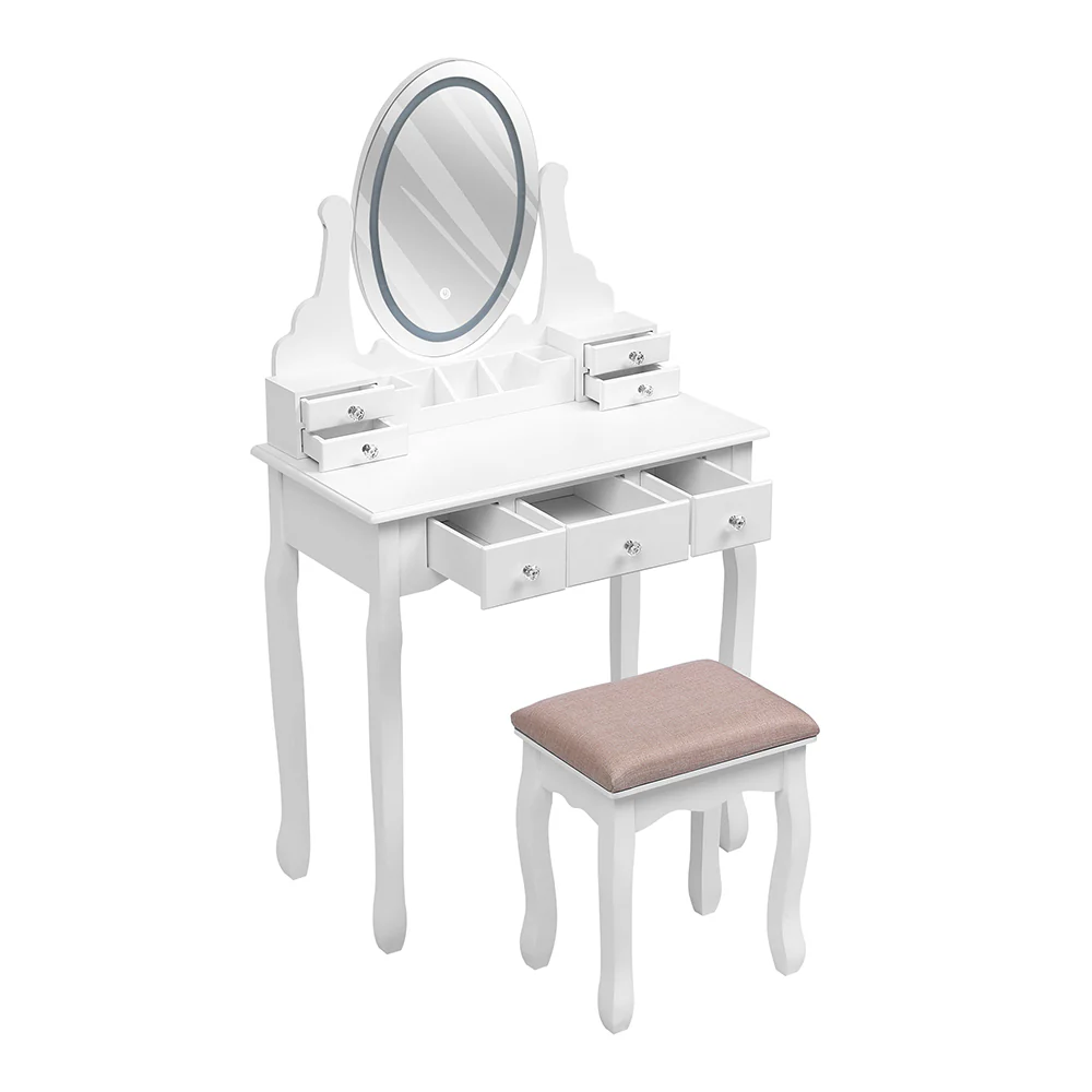 Livingandhome LED-Lighted Vanity Desk with Storage Drawers - Image 4