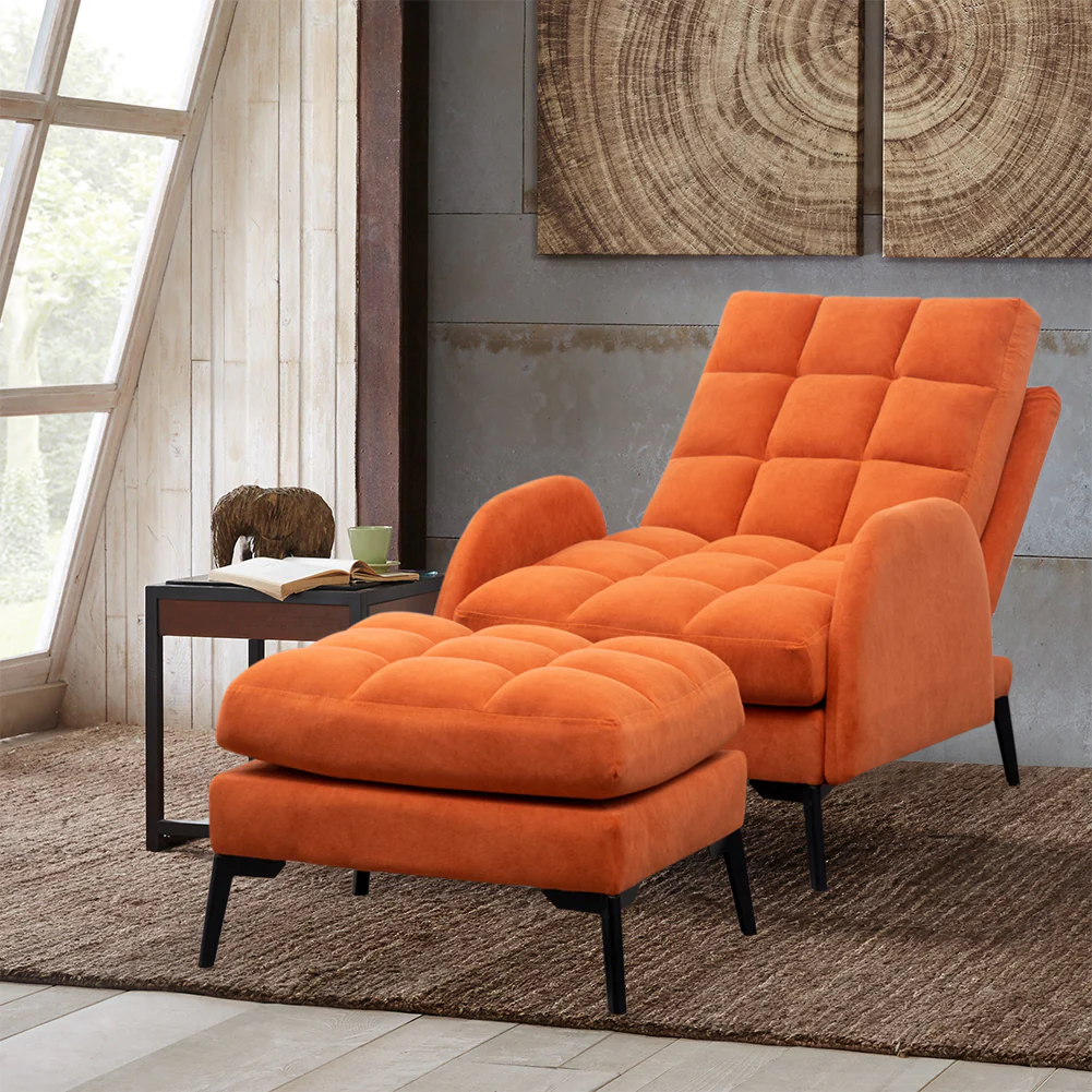 Livingandhome Leisure Recliner Chair with Footstool and Metal Legs - Image 2
