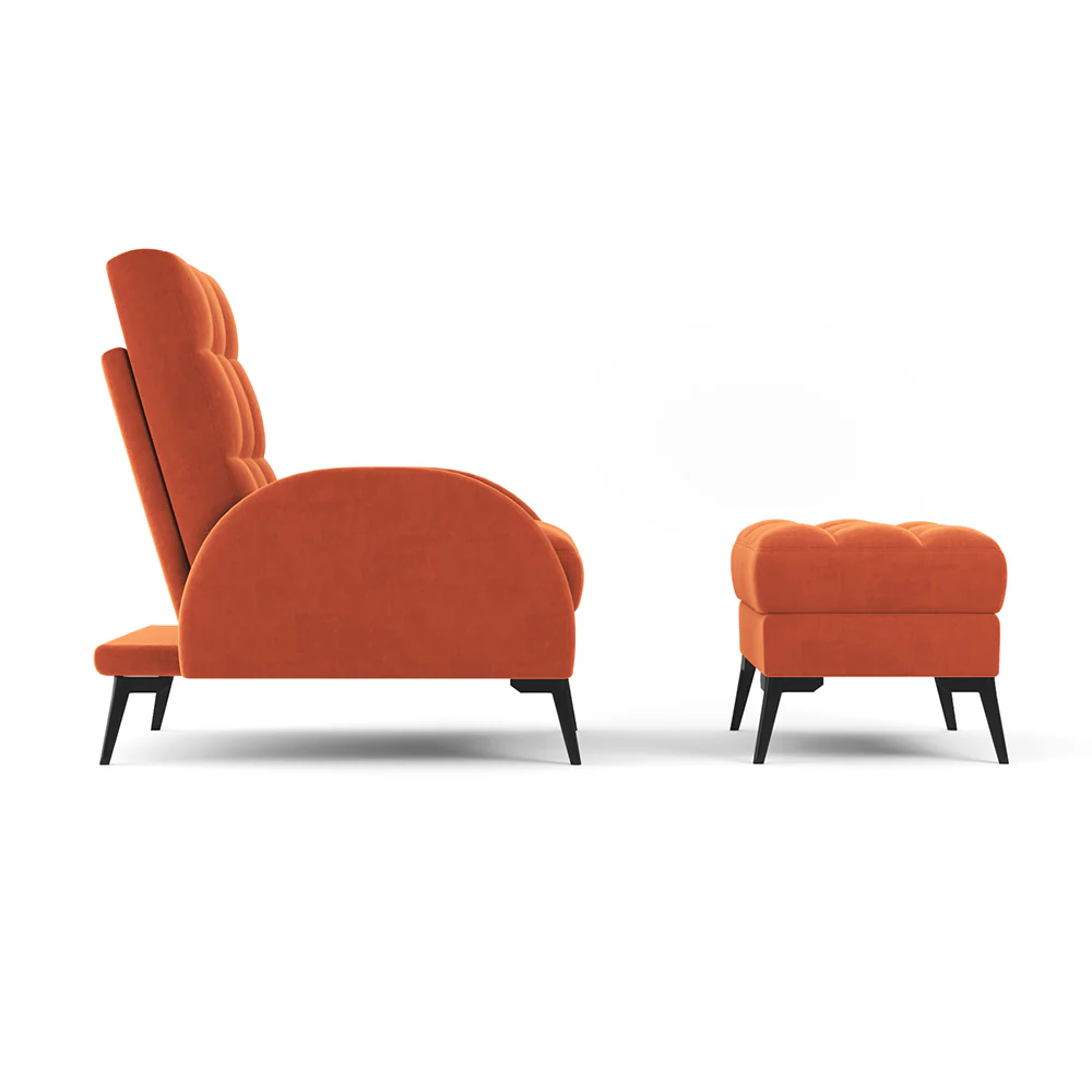 Livingandhome Leisure Recliner Chair with Footstool and Metal Legs - Image 4