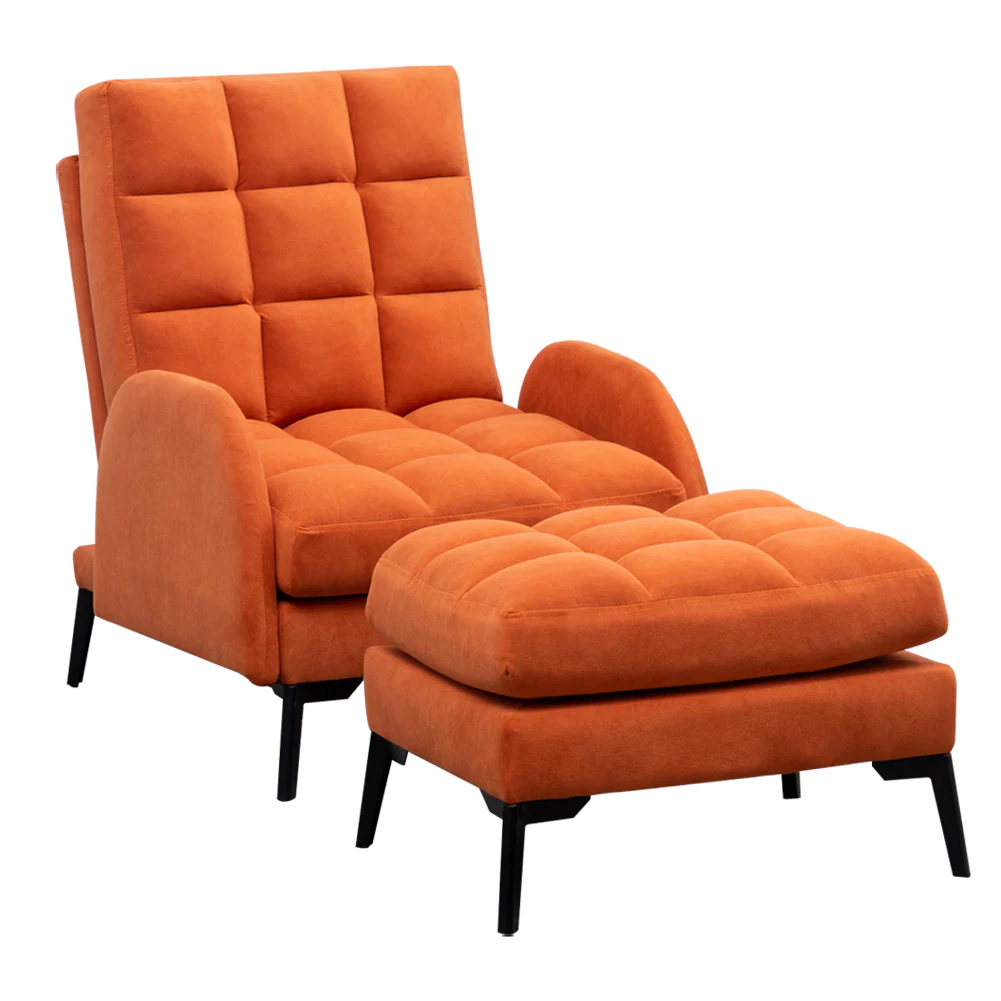 Livingandhome Leisure Recliner Chair with Footstool and Metal Legs - Image 5