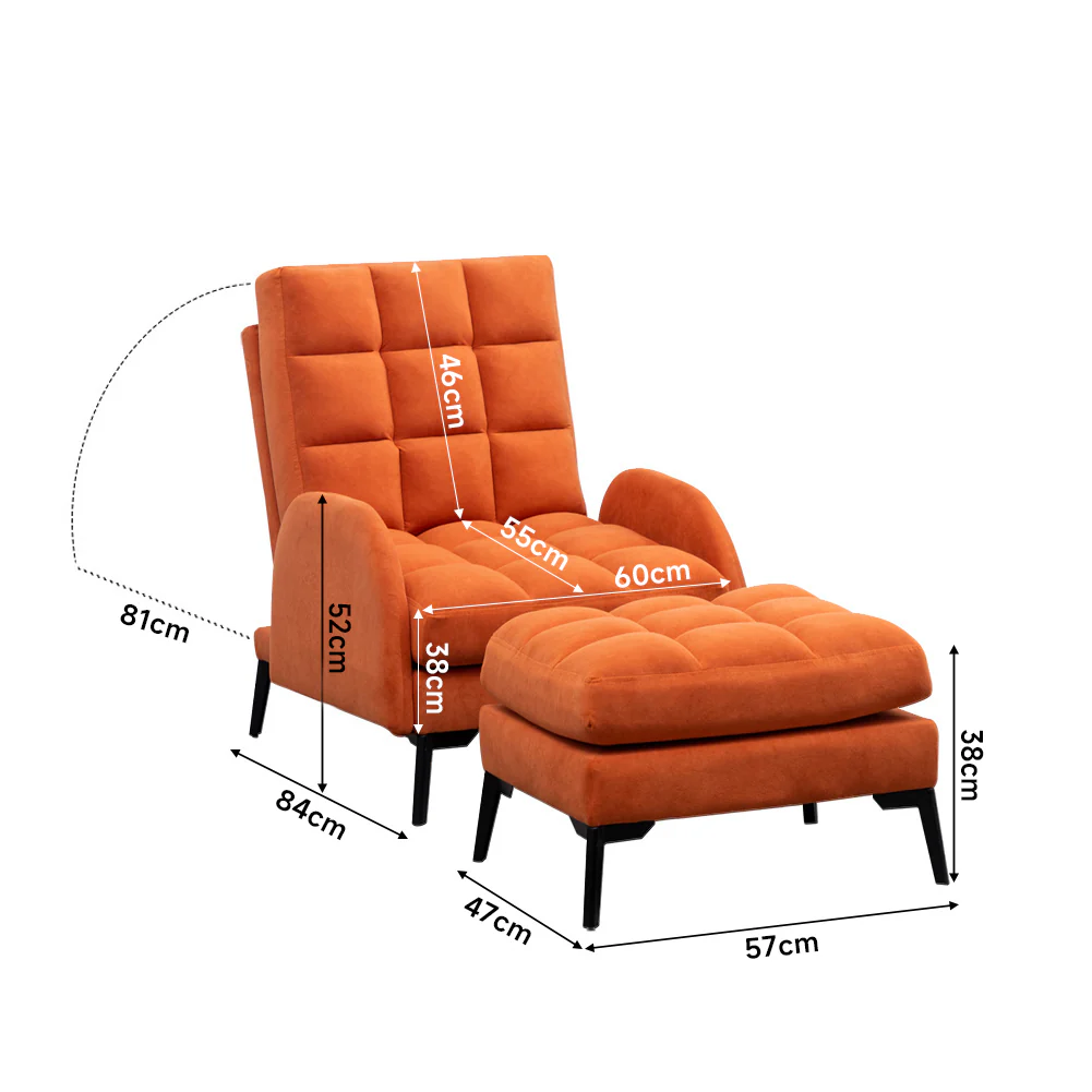 Livingandhome Leisure Recliner Chair with Footstool and Metal Legs - Image 8