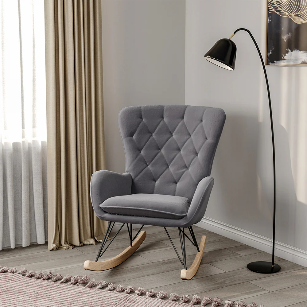 Livingandhome Light Brown Terry Cloth Rocking Chair