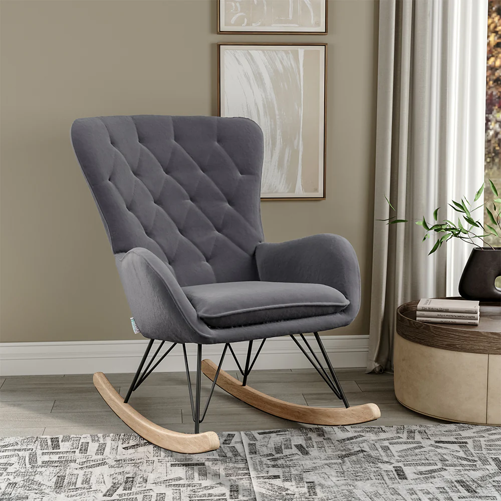 Livingandhome Light Brown Terry Cloth Rocking Chair - Image 2