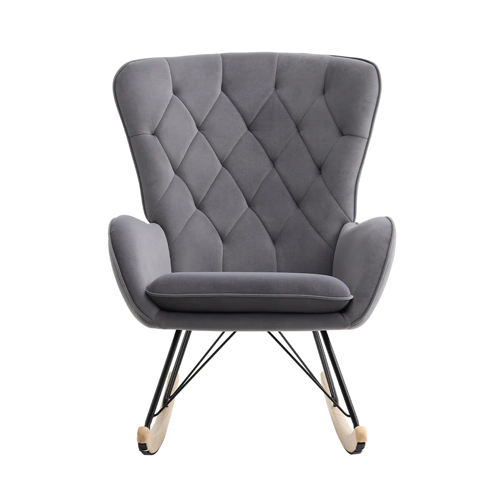 Livingandhome Light Brown Terry Cloth Rocking Chair - Image 3
