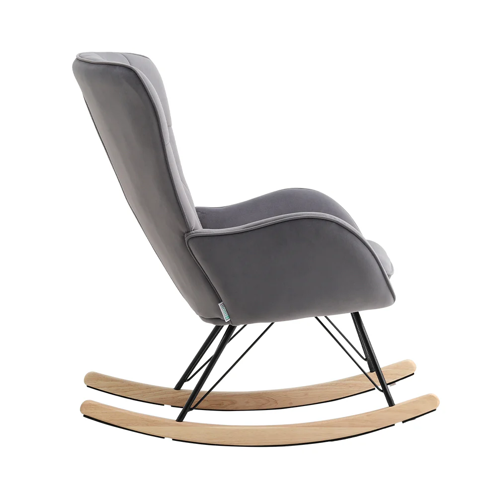 Livingandhome Light Brown Terry Cloth Rocking Chair - Image 4
