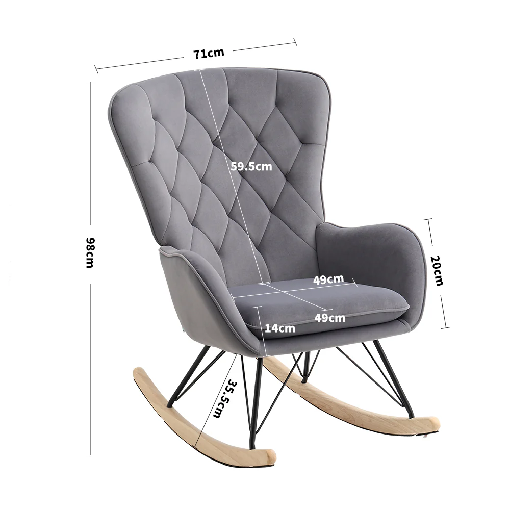Livingandhome Light Brown Terry Cloth Rocking Chair - Image 7