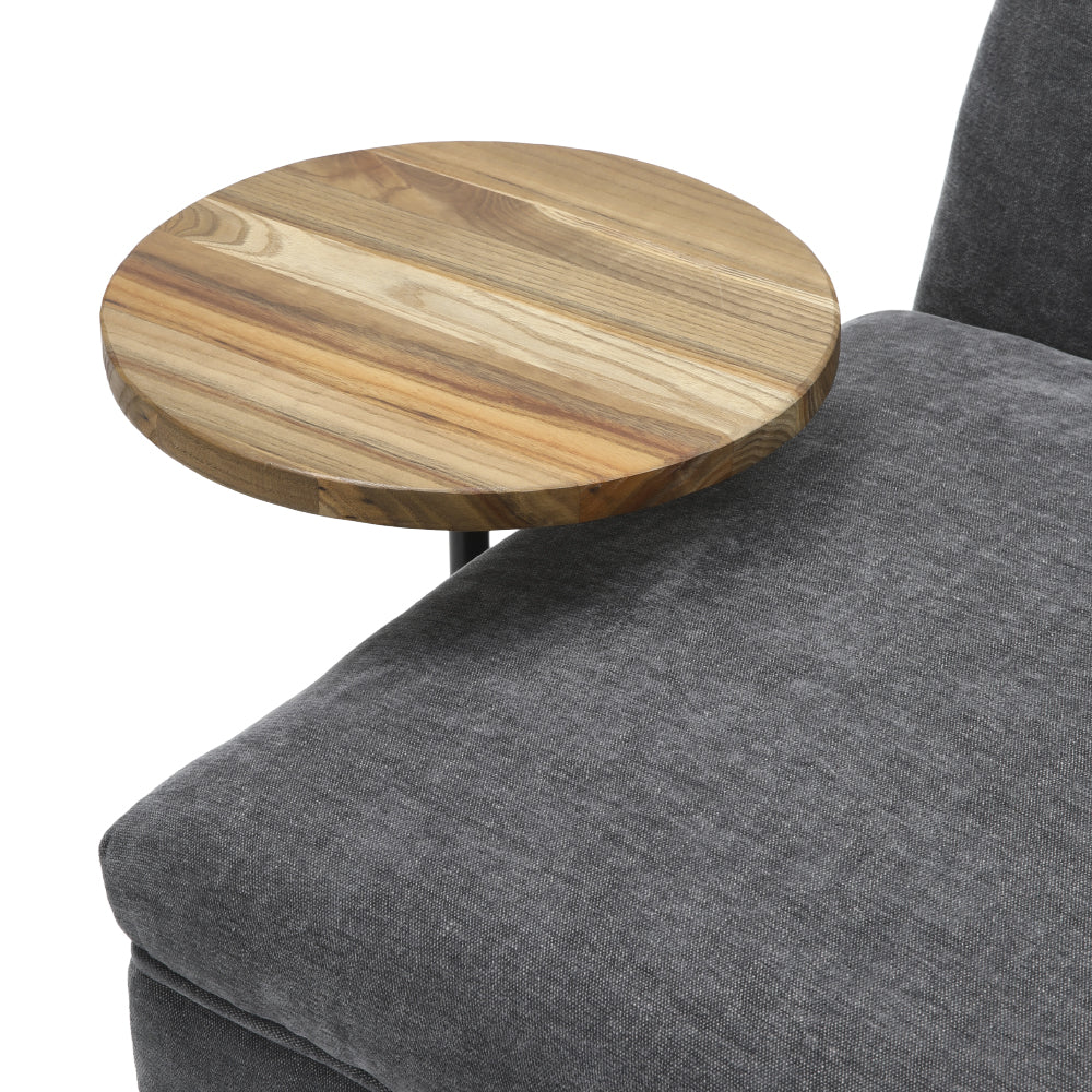Livingandhome Linen Chaise Lounge with Tray Table - Image 3