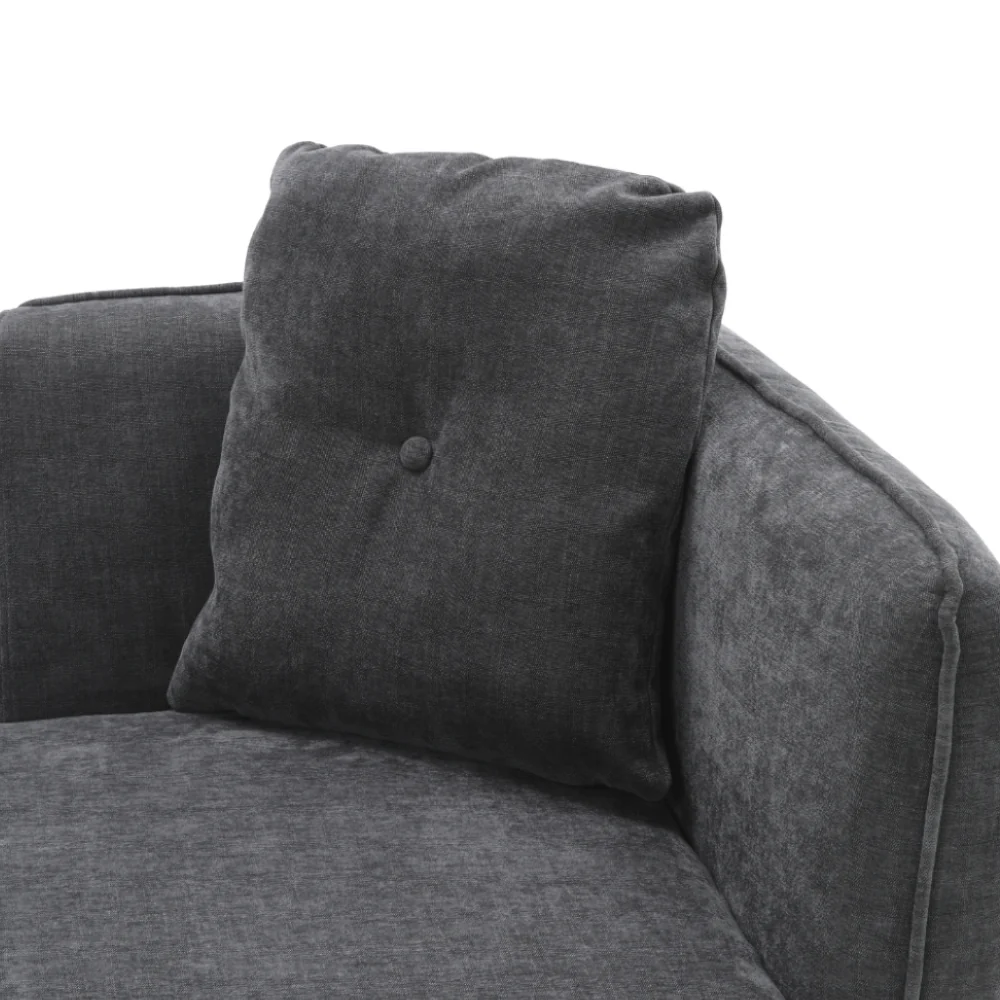Livingandhome Linen Chaise Lounge with Tray Table - Image 4