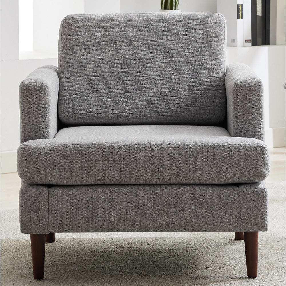 Livingandhome Linen Upholstered Mid-Century Chair - Image 2