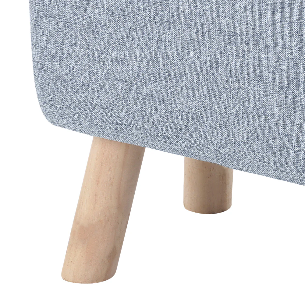 Livingandhome Linen Upholstered Ottoman Footstool with Pocket - Image 2