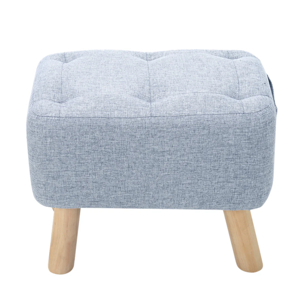 Livingandhome Linen Upholstered Ottoman Footstool with Pocket - Image 6