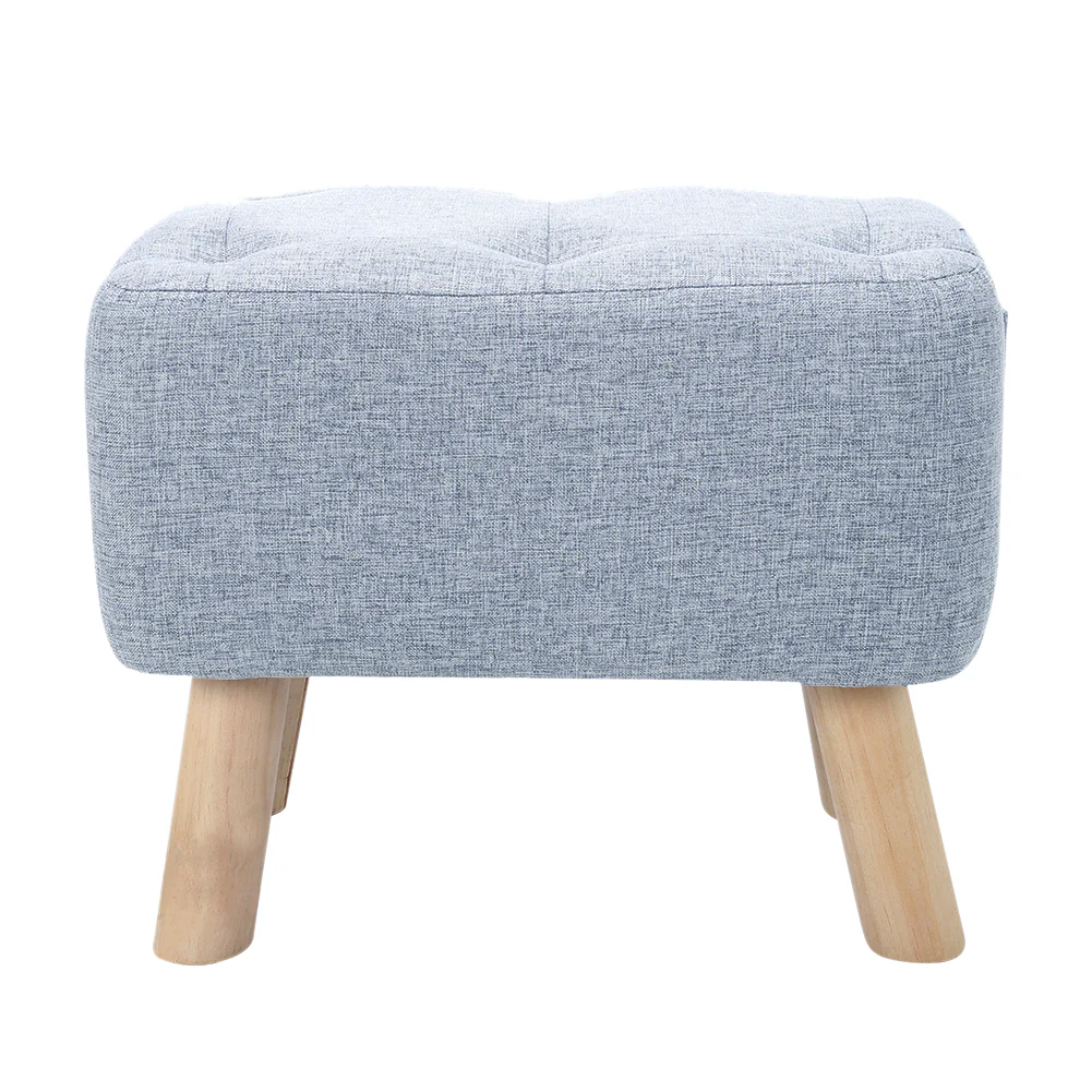 Livingandhome Linen Upholstered Ottoman Footstool with Pocket - Image 7