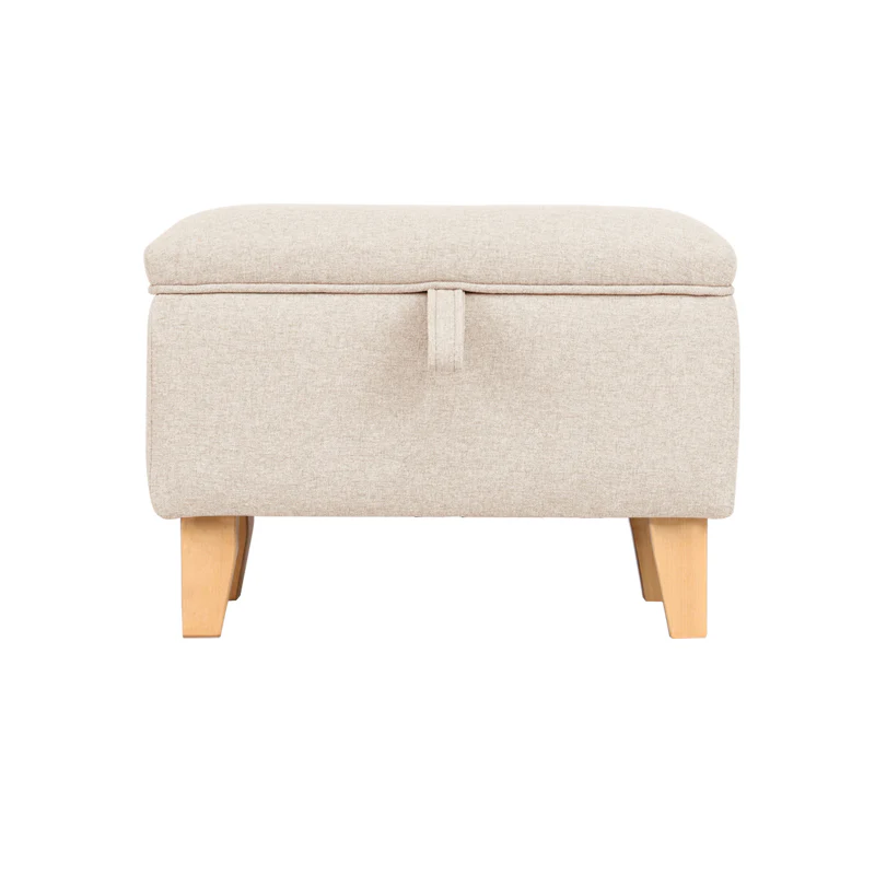 Livingandhome Linen Upholstered Storage Ottoman Footstool