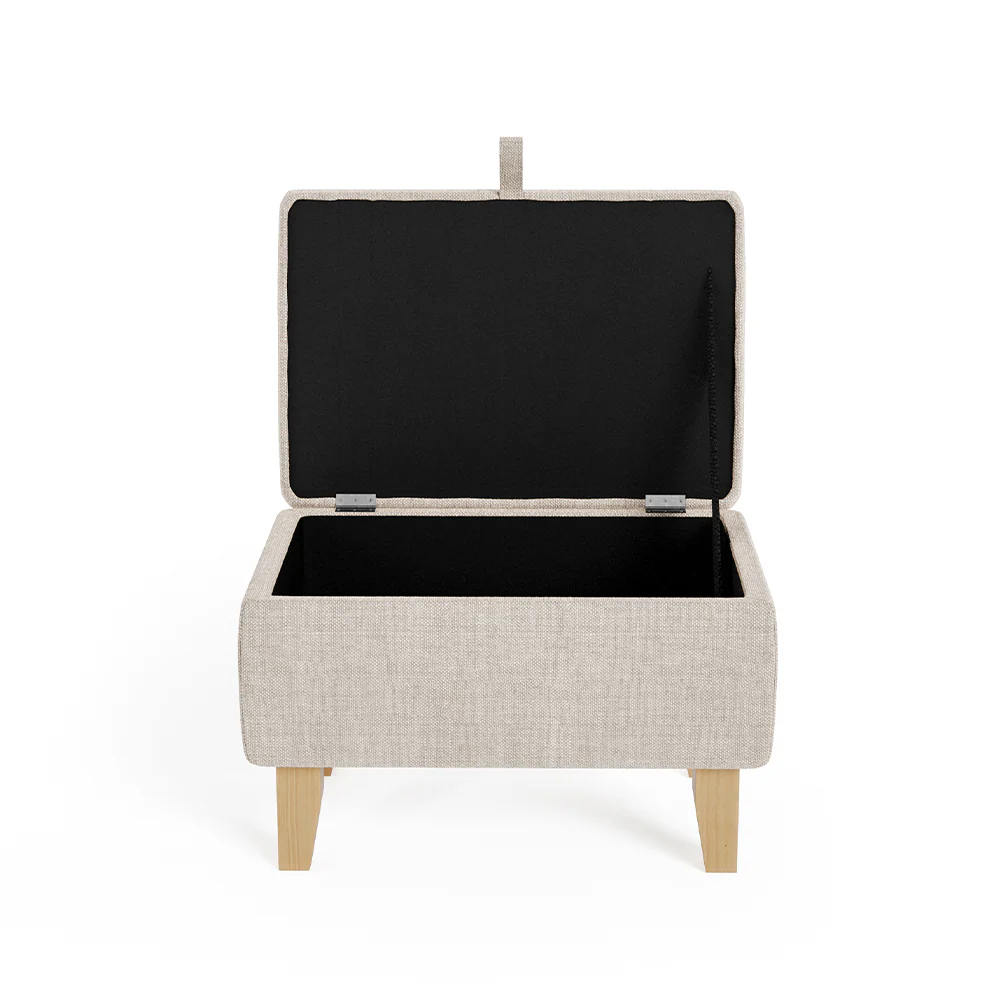 Livingandhome Linen Upholstered Storage Ottoman Footstool - Image 3