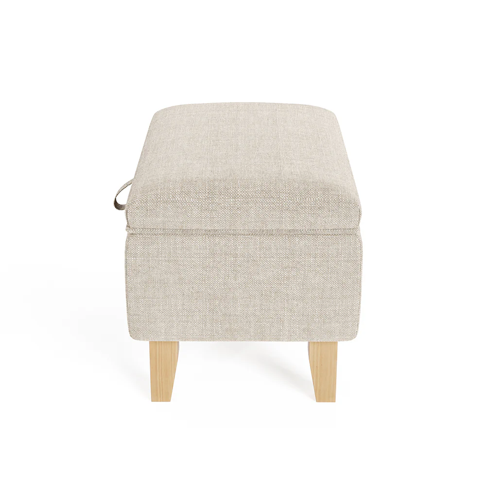 Livingandhome Linen Upholstered Storage Ottoman Footstool - Image 4