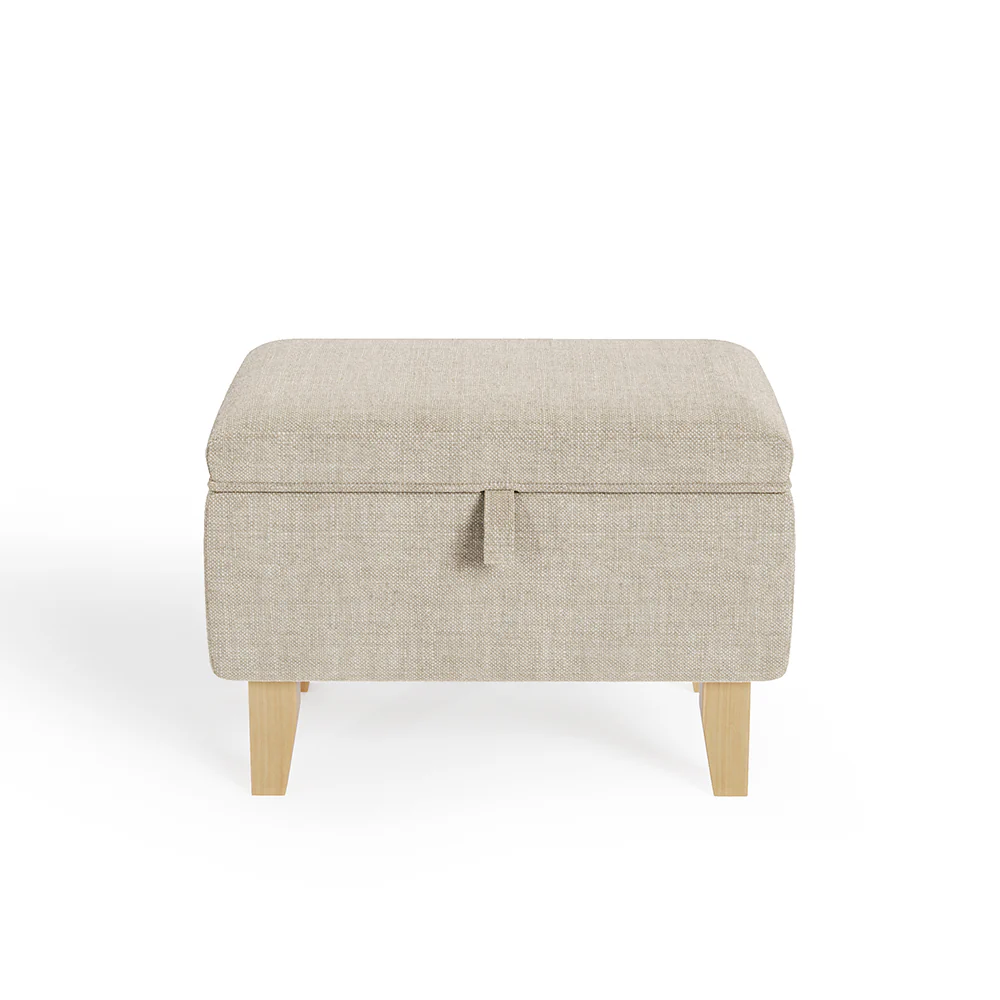 Livingandhome Linen Upholstered Storage Ottoman Footstool - Image 5