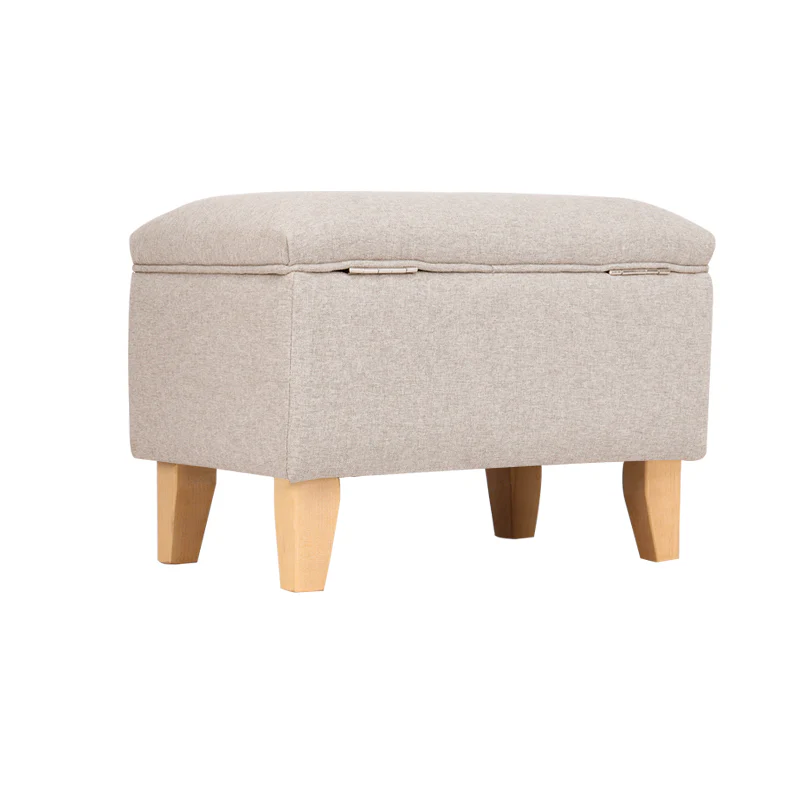 Livingandhome Linen Upholstered Storage Ottoman Footstool - Image 6