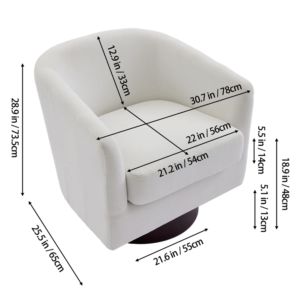 Livingandhome Linen Upholstered Swivel Armchair - Image 3