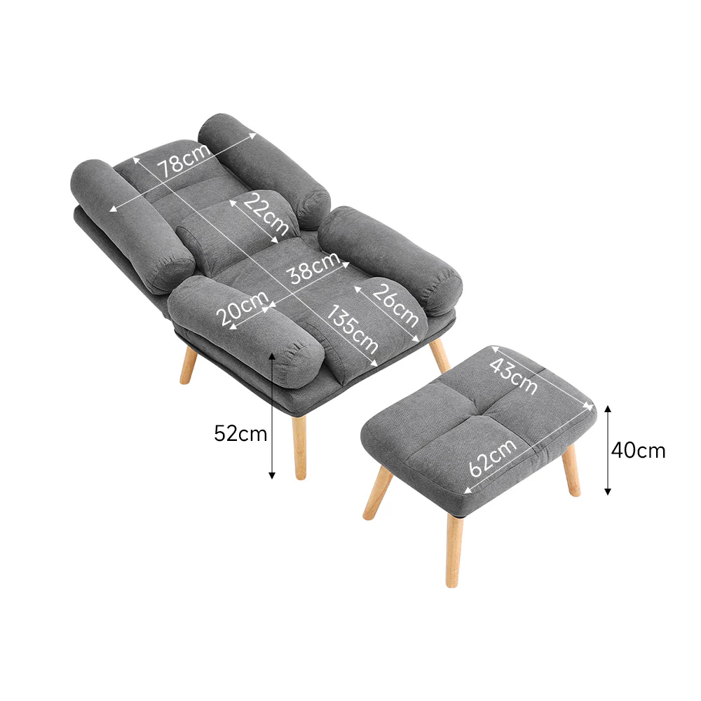 Livingandhome Lounge Recliner Armchair with Footstool - Image 3